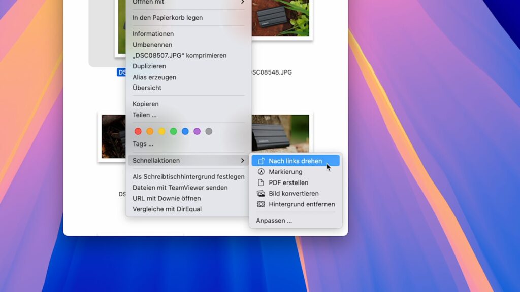 bilder und videos unter macos nach links drehen