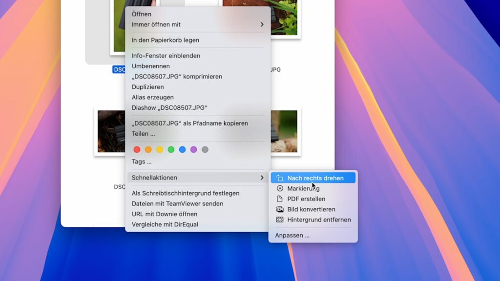 bilder und videos unter macos nach rechts drehen